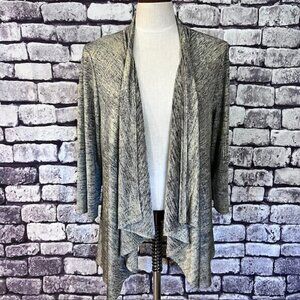 Chico's Travelers Black, Beige & Gold No Close Cardigan Size L